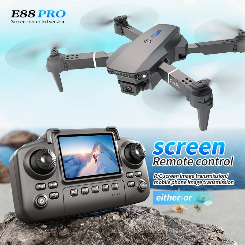 전문가용 E88 PRO 드론, 화면 탑재 8K HD 카 - Rc Helicopter Electric 리뷰 및 가격