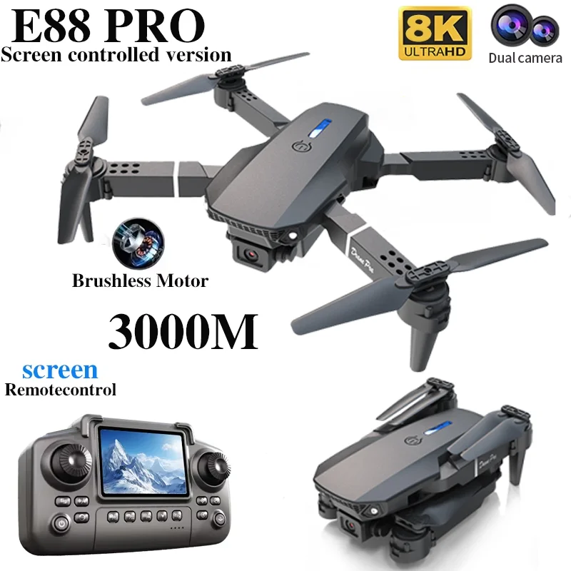 전문가용 E88 PRO 드론, 화면 탑재 8K HD 카 - Rc Helicopter Electric 리뷰 및 가격